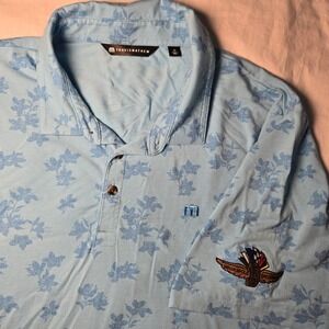 TravisMathew Shirt XL Blue Floral Polo Indianapolis Motor Speedway Golf
